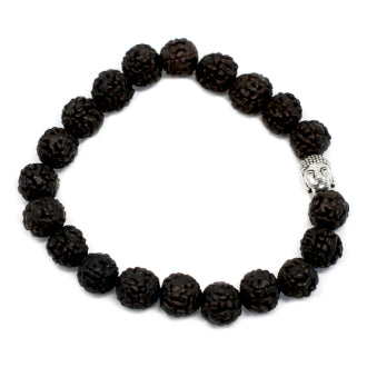 Bracciale rigido Rudraksha Buddah Mala - scuro