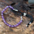 925 Silver Plated Gemstone Black String Bracelet - Amethyst