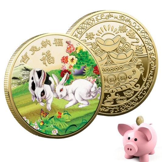 Chinese Year Of Rabbit Coins 2023 Year Of The Rabbit Souvenir Coin Chinese Feng Shui Decoration Twelve Zodiac Collectible Coins