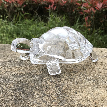 Crystal Turtle Figurine Miniature Tortoise Statue Chinese Lucky Feng Shui Ornament for Home Office Desk Decoration Accessories