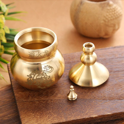 Feng Shui Chinese Brass Wu Lou Gourd, Treasure Statue Home Decoration Table Bookshelf Ornaments, Fortune Protection