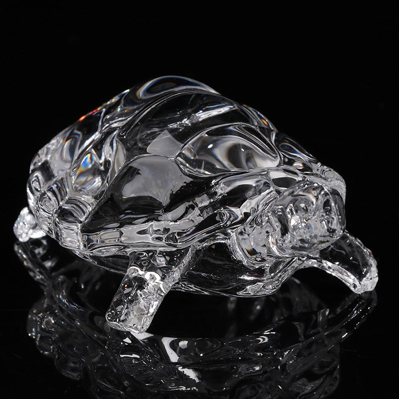 Crystal Turtle Figurine Miniature Tortoise Statue Chinese Lucky Feng Shui Ornament for Home Office Desk Decoration Accessories