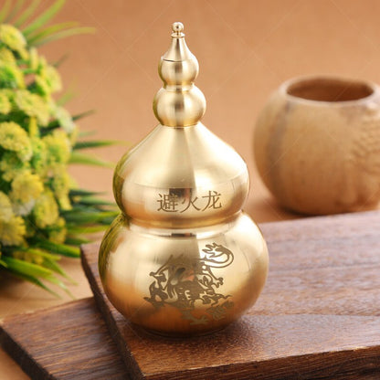 Feng Shui Chinese Brass Wu Lou Gourd, Treasure Statue Home Decoration Table Bookshelf Ornaments, Fortune Protection