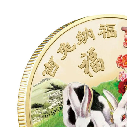 Chinese Year Of Rabbit Coins 2023 Year Of The Rabbit Souvenir Coin Chinese Feng Shui Decoration Twelve Zodiac Collectible Coins