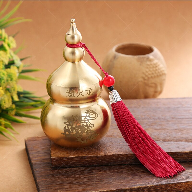 Feng Shui Chinese Brass Wu Lou Gourd, Treasure Statue Home Decoration Table Bookshelf Ornaments, Fortune Protection