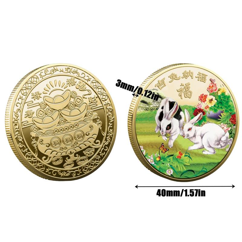 Chinese Year Of Rabbit Coins 2023 Year Of The Rabbit Souvenir Coin Chinese Feng Shui Decoration Twelve Zodiac Collectible Coins