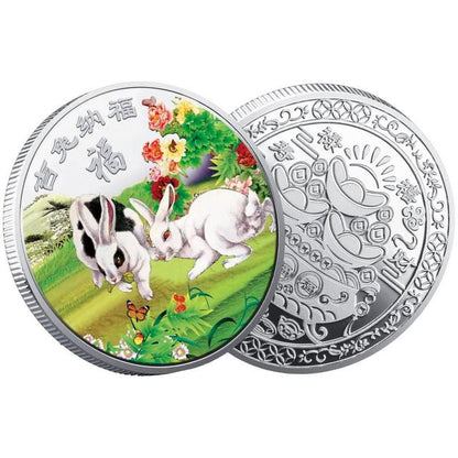 Chinese Year Of Rabbit Coins 2023 Year Of The Rabbit Souvenir Coin Chinese Feng Shui Decoration Twelve Zodiac Collectible Coins