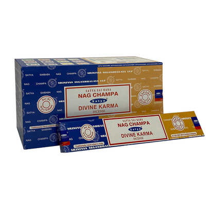 Set of 12 Packets of Combo Satya Incense - Nag Champa Divine Karma