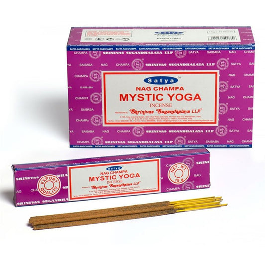 Set mit 12 Päckchen Mystic Yoga Räucherstäbchen von Satya