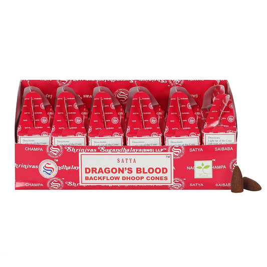 Set di 6 pacchetti di coni Dhoop di riflusso del sangue del drago Satya