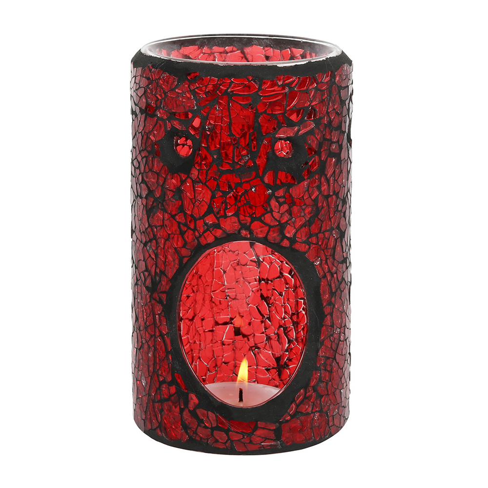 Red Pillar Crackle Glass Oil Burner