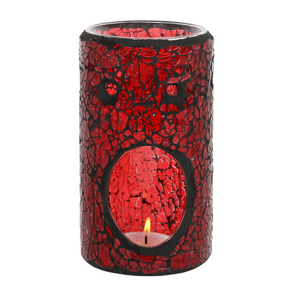 Red Pillar Crackle Glass Oil Burner