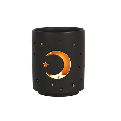 Small Black Mystical Moon Cut Out Tealight Holder